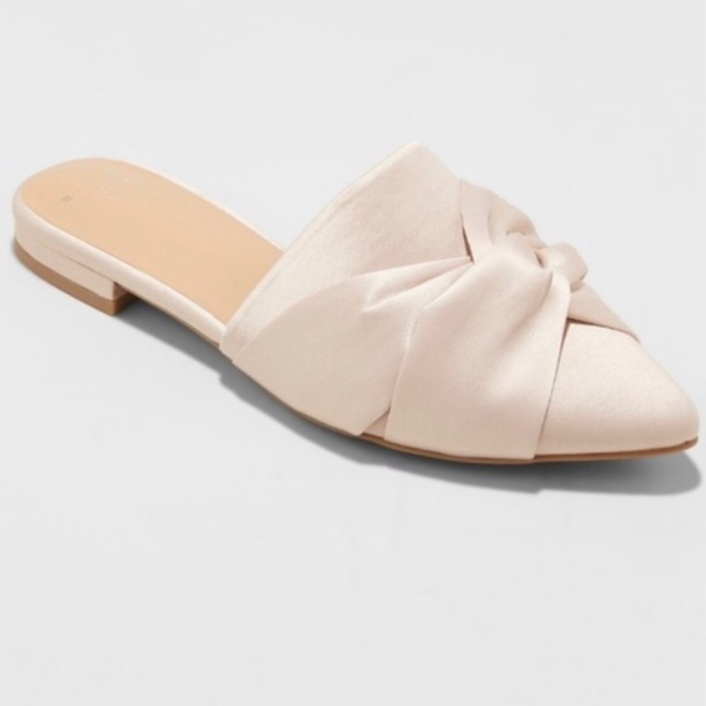 A New Day Pink Satin Flat Mules